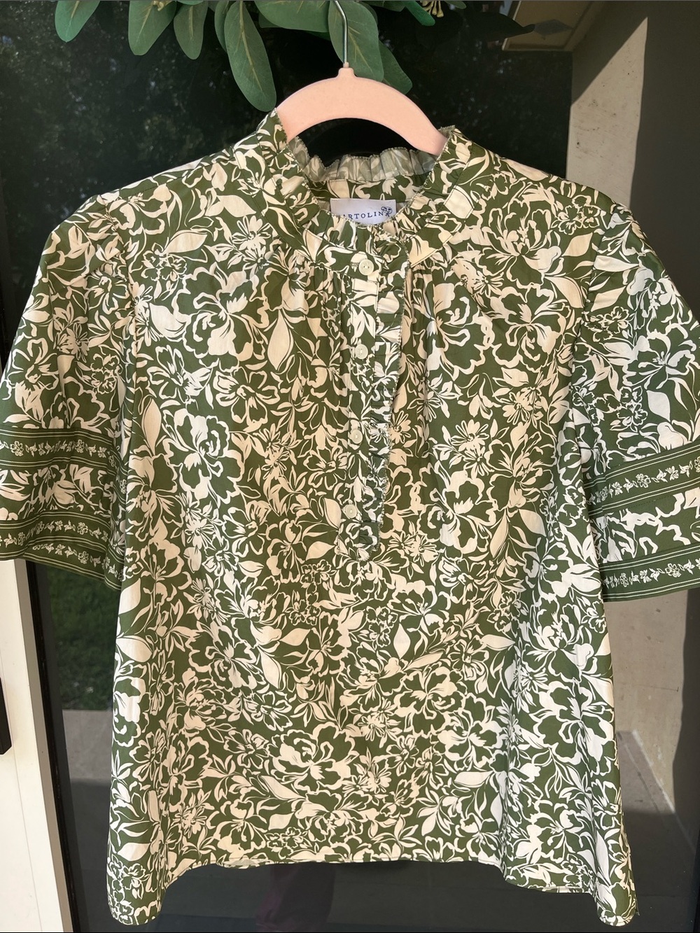 Nastolynn Green Floral Popover Blouse